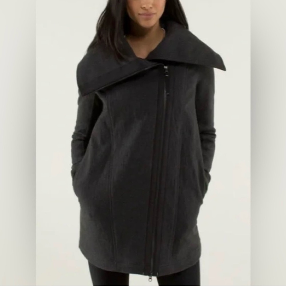 Women's Black Asymmetrical Zip Coat